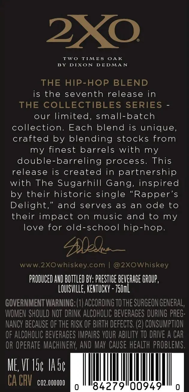 2XO The Hip-Hop Blend Kentucky Straight Bourbon Whiskey 750ml - Image 2