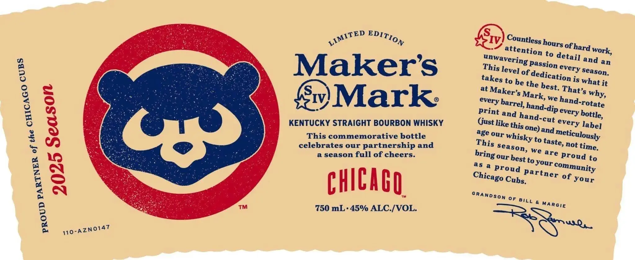 Maker's Mark Chicago Cubs 2025 Limited Edition Kentucky Straight Bourbon Whiskey