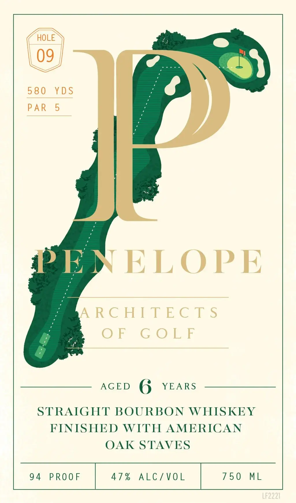 Penelope Architects of Golf 6 Year Straight Bourbon Whiskey Hole 9