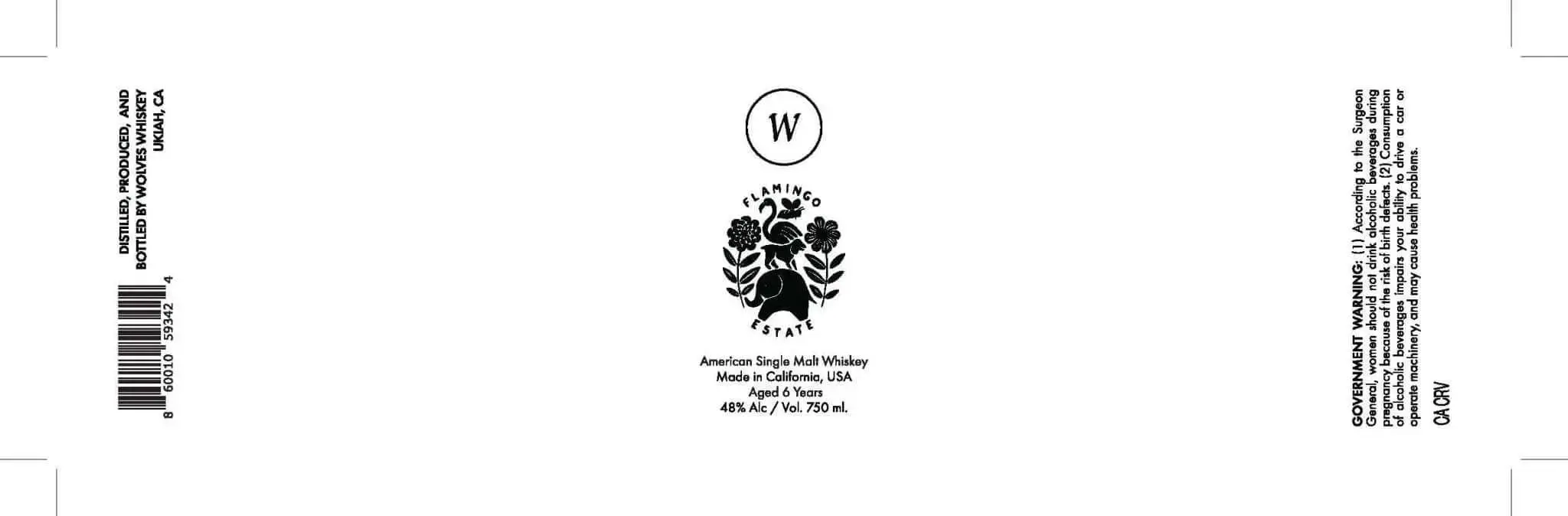 Wolves Whiskey Flamingo Estate American Single Malt Whiskey 6-Year Aged Limited Edition