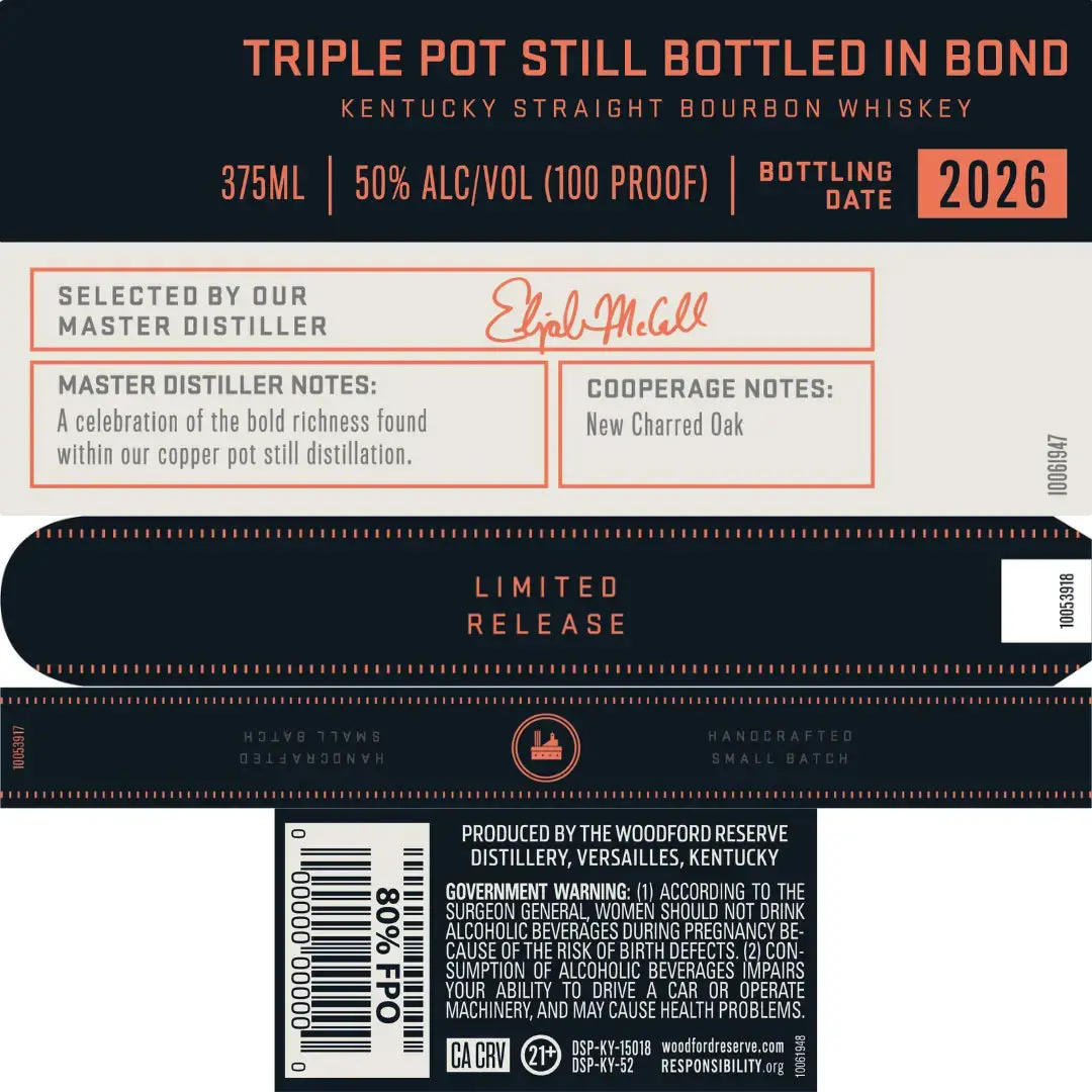 Woodford Reserve Triple Pot Still Bottled in Bond Bourbon 375mL